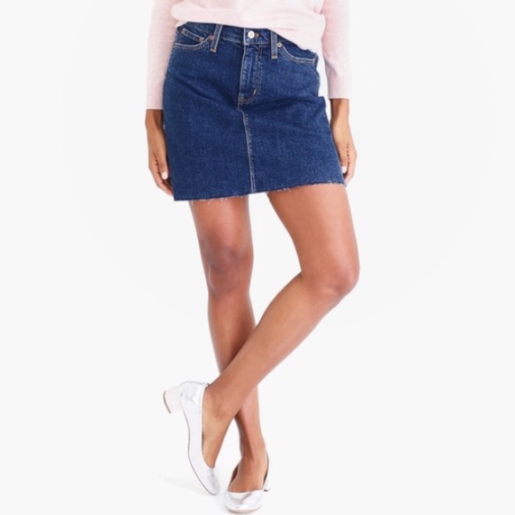 J. Crew 2 Raw Frayed Edge Denim Mini Jean Skirt